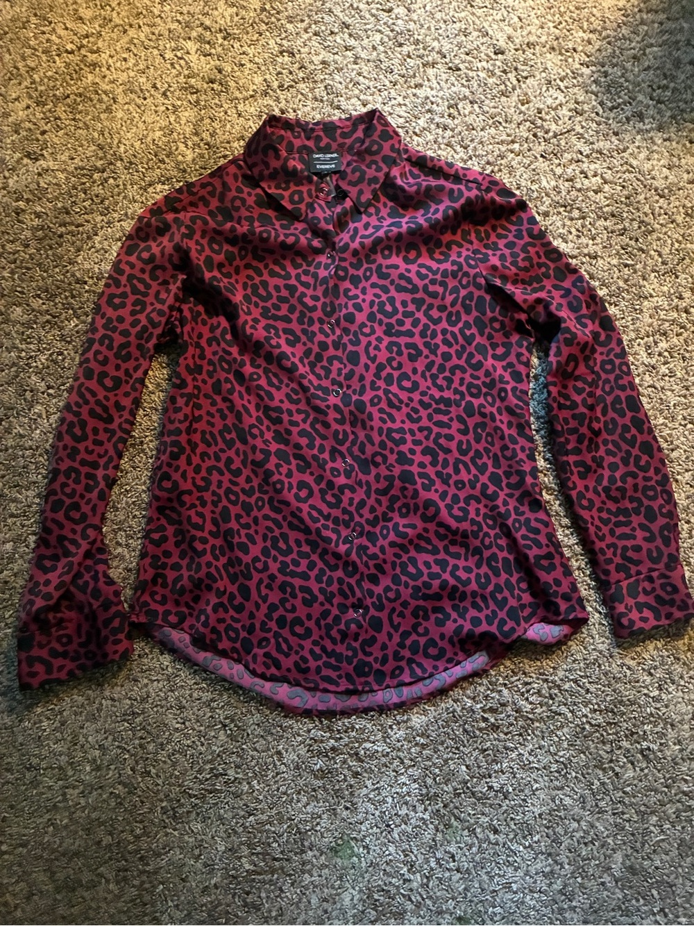David Lerner Dark Pink Leopard Print Blouse